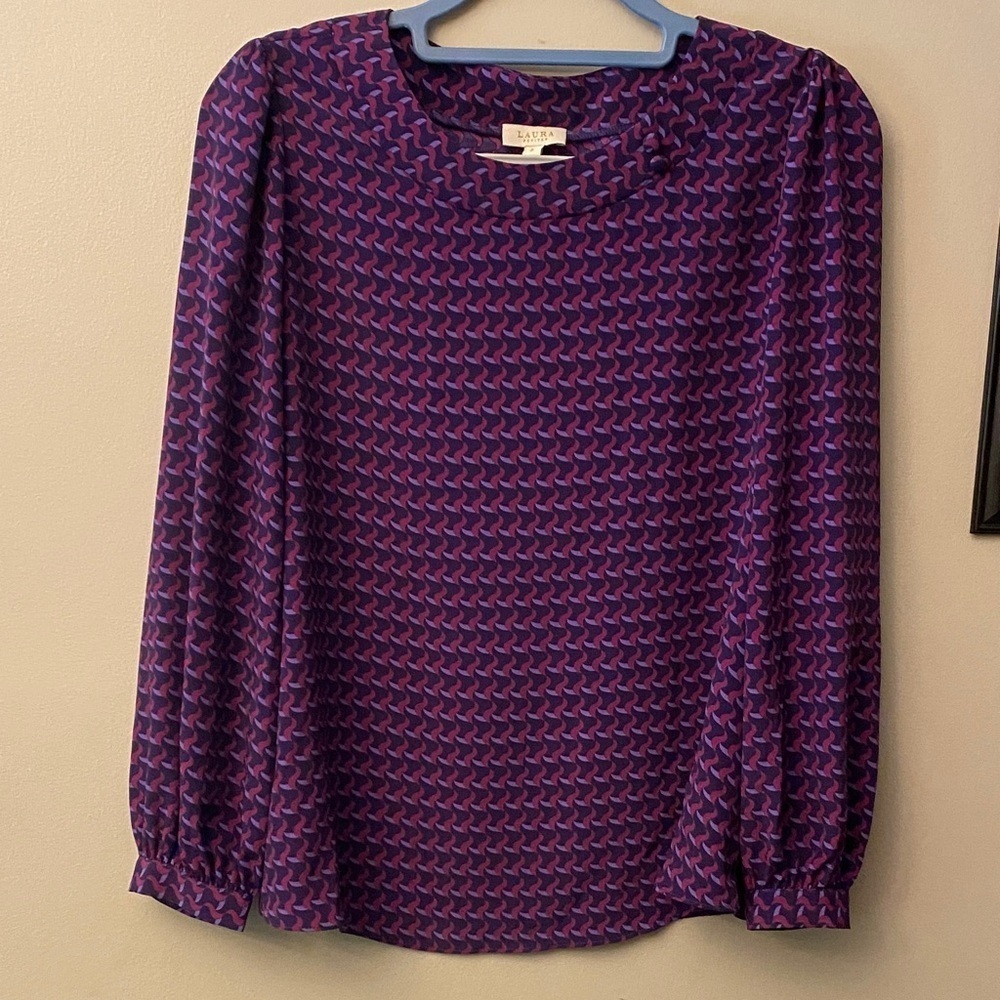Laura Petites Aura Purple and Pink Patterned Blouse 🆕
